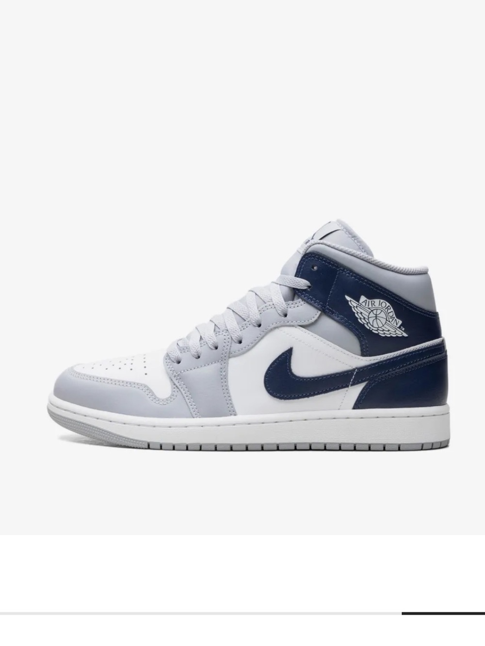 AIR JORDAN 1 MID White/Midnight Navy/Wolf Grey